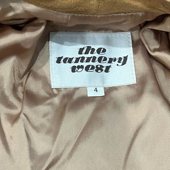 Vintage Tannery West Tan Suede Leather Jacket Zip Pocket size 4 / S *GOOD* - Picture 3 of 16